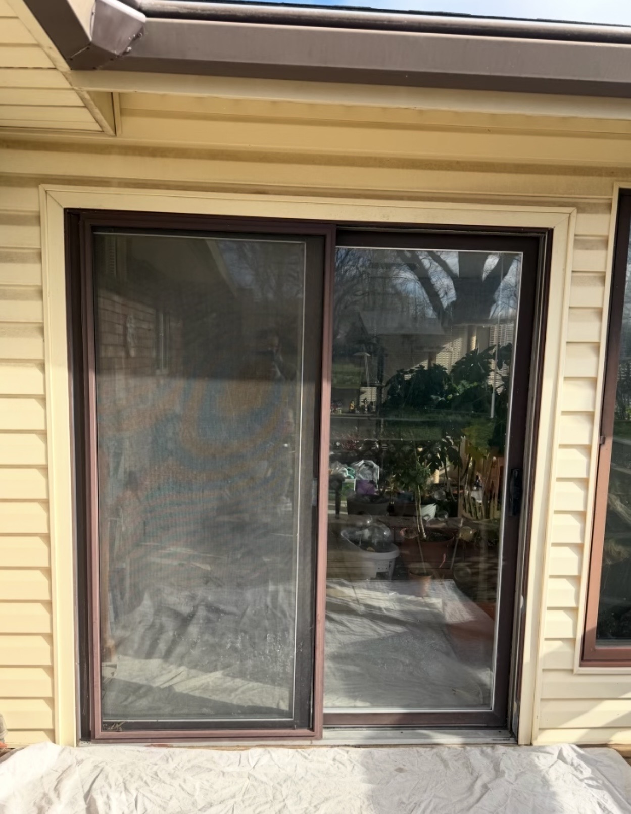Sliding patio door before installation